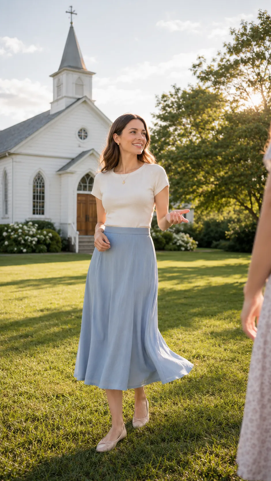 A-line skirt summer church look