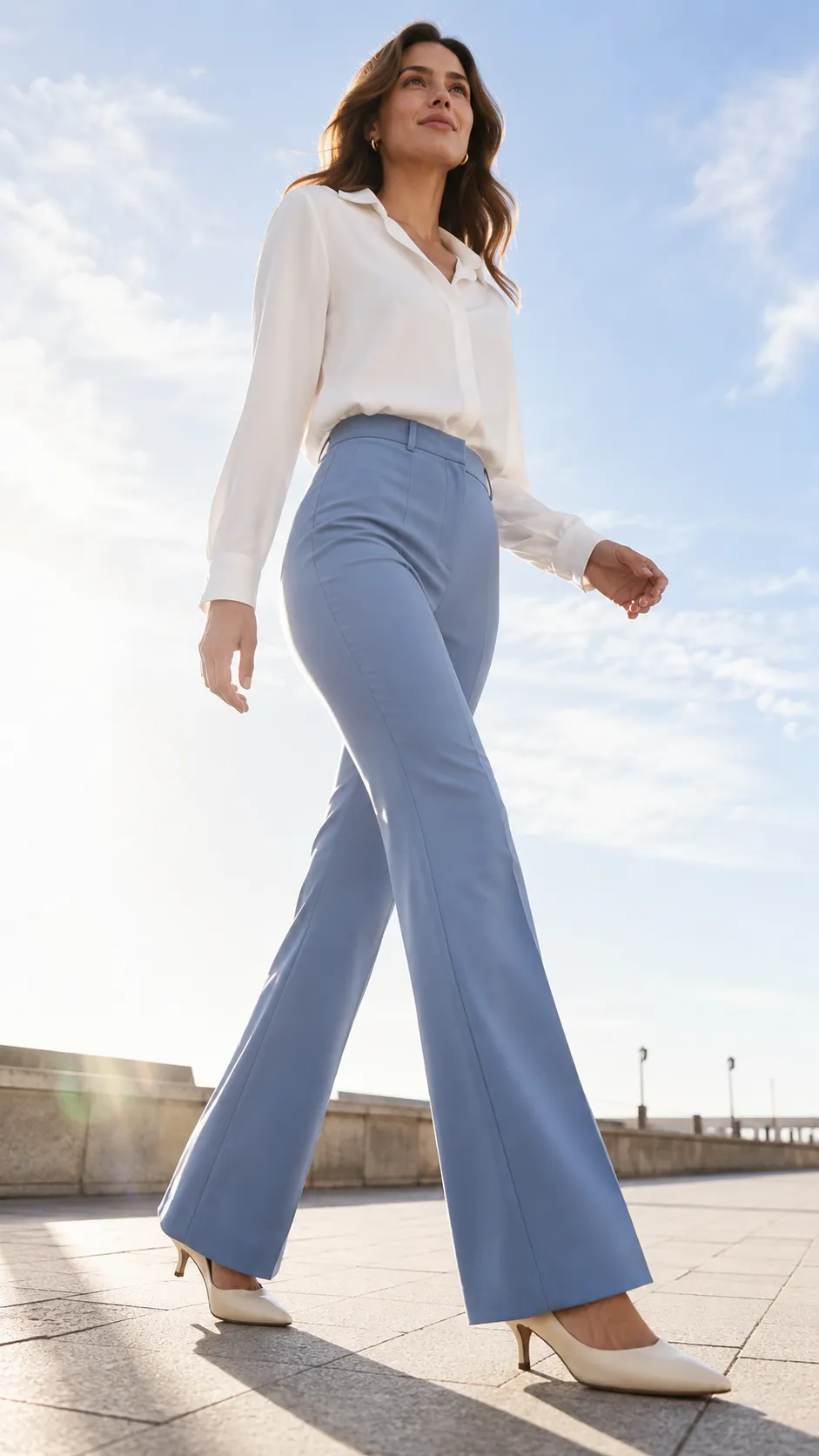 bootcut trousers kitten heels