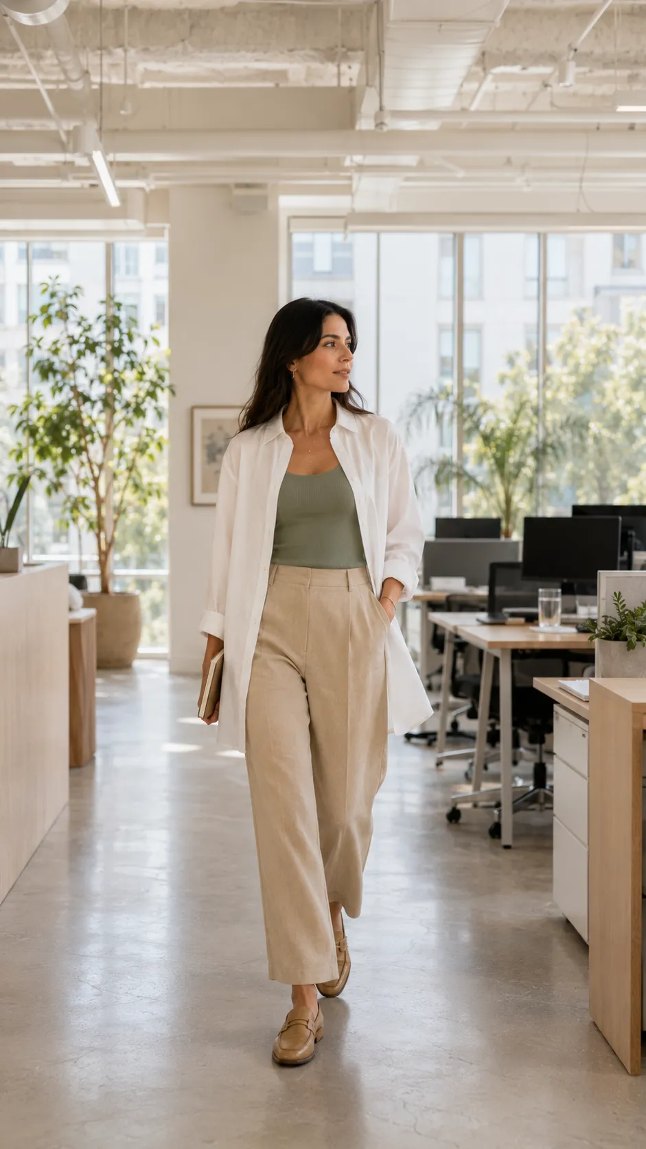 open button-down work outfit