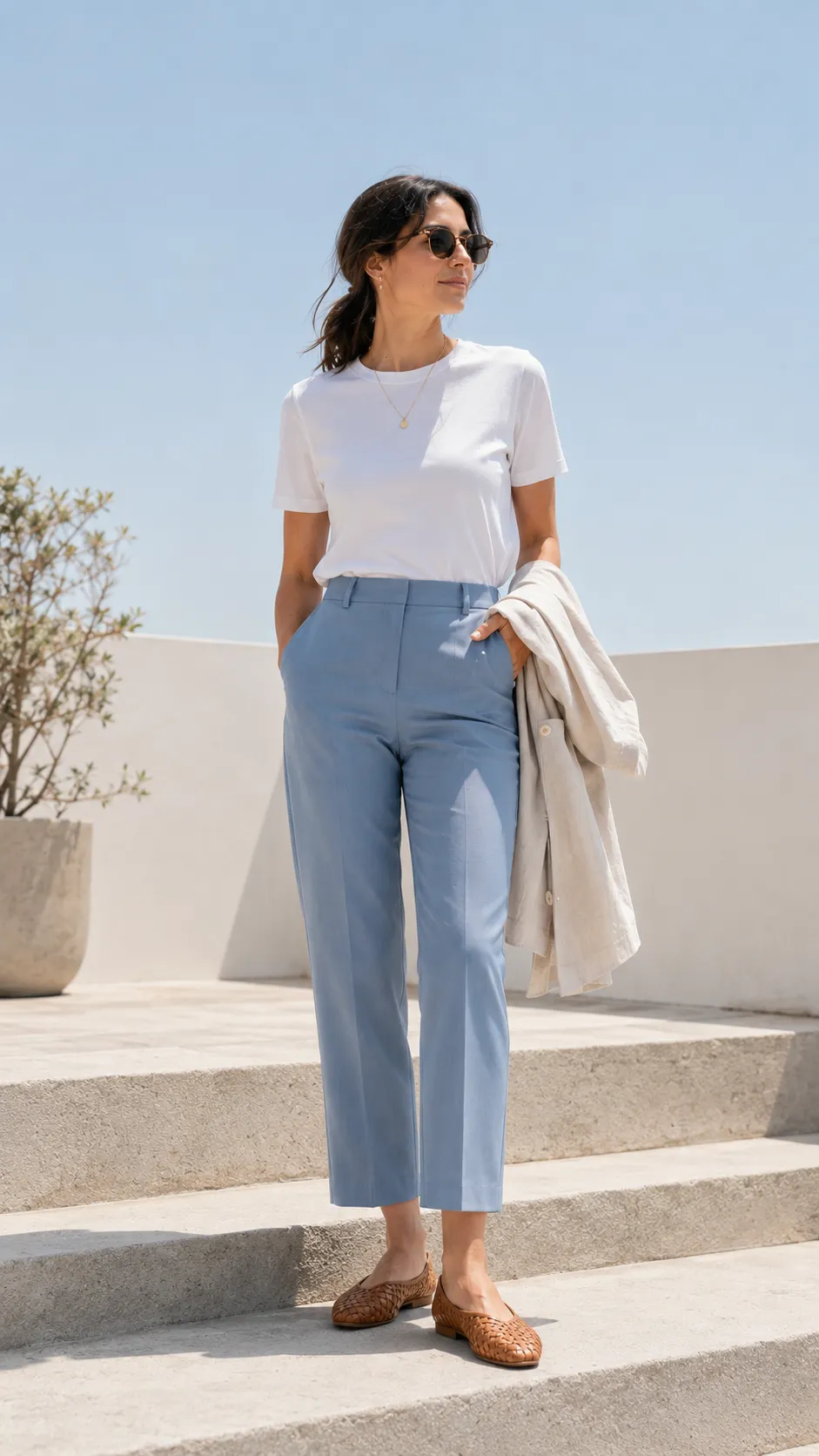 cropped trousers summer work outfit