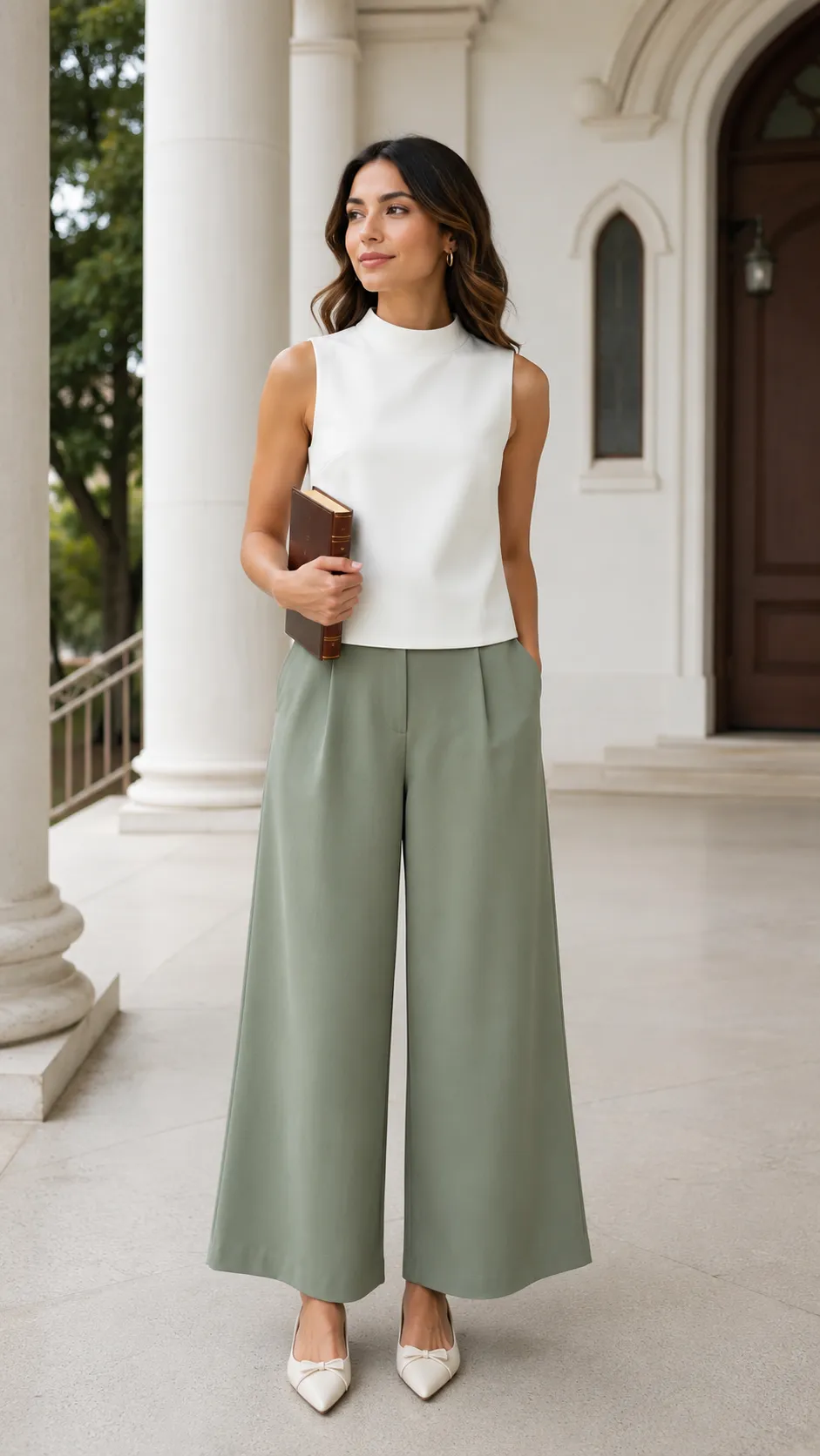 culottes sleeveless church outfit