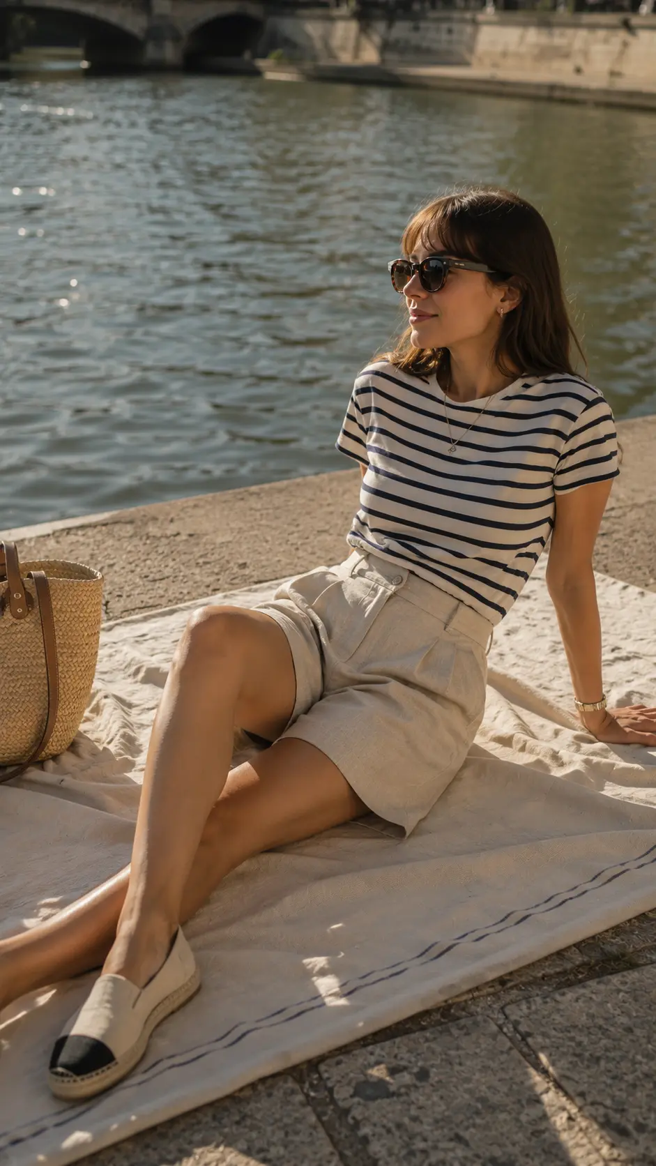 linen shorts breton summer picnic
