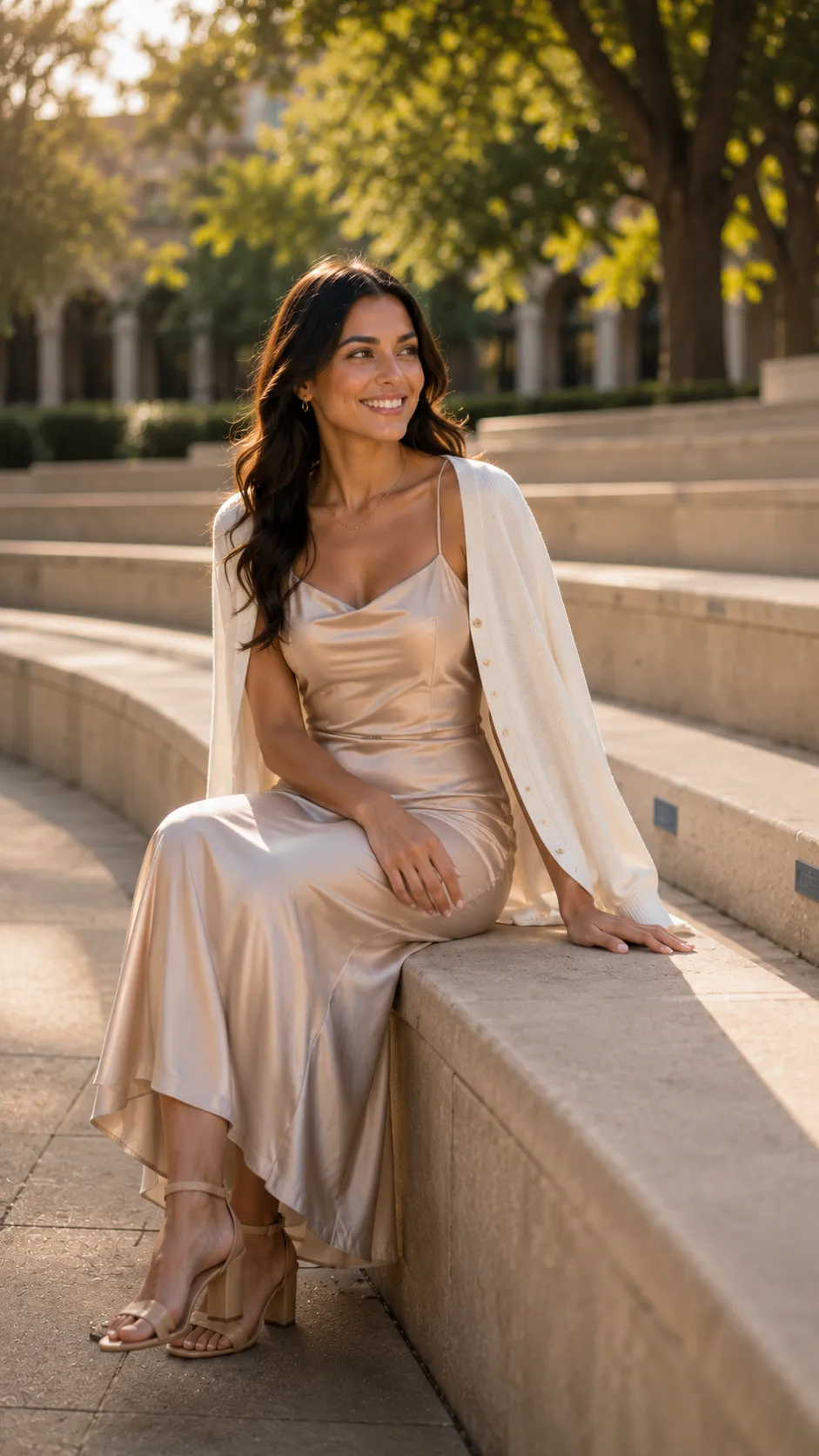satin slip dress graduation outfit