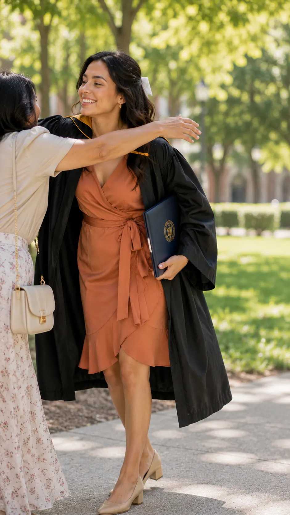wrap dress graduation outfit idea