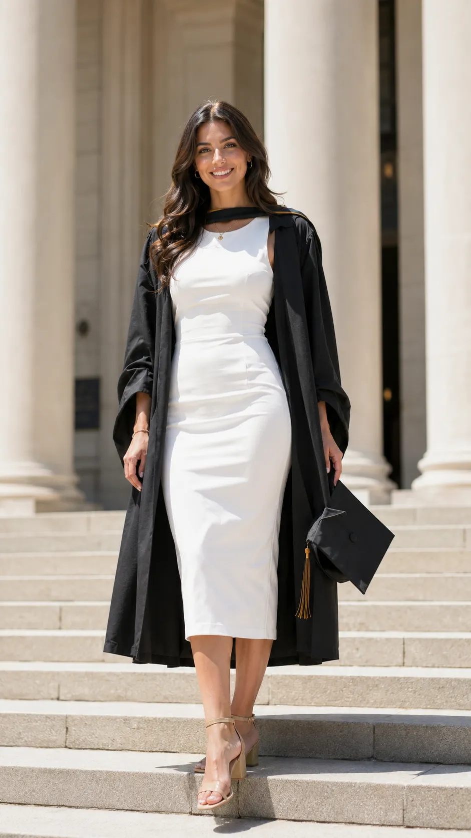 white midi dress graduation outfit