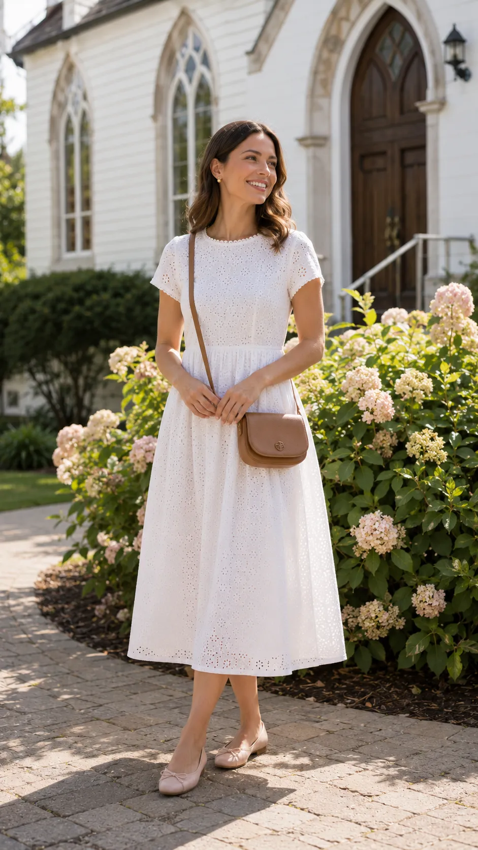eyelet dress cute church outfit 