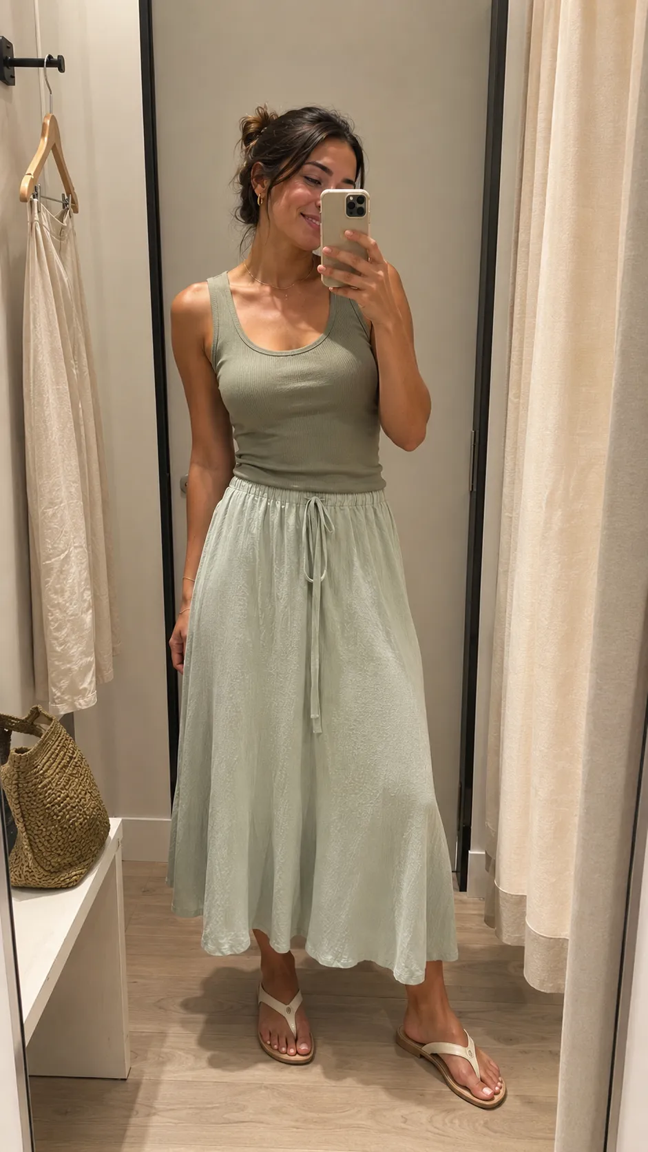 sage tonal cute outfit for summer